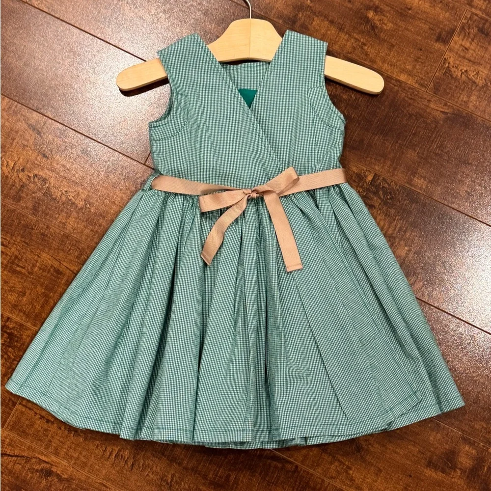 Sleeveless toddler girls size 2 green/white gingham cotton dress by Joe Fresh - Picture 2 of 4